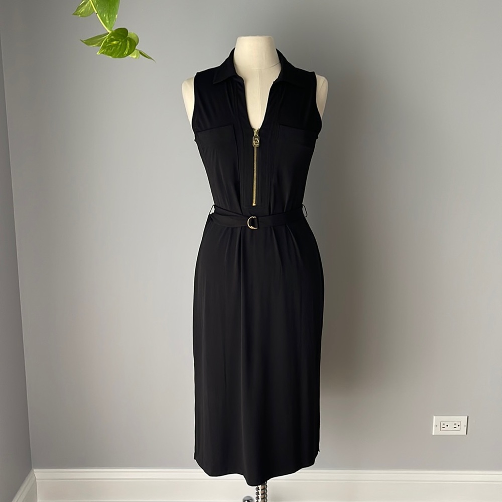 Michael Kors collared zipper front sleeveless black dress size XS - Picture 1 of 8